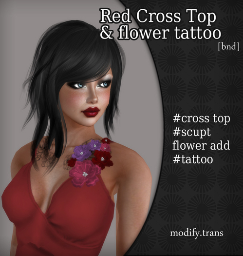 Red Cross Top & Flower Tattoo SET Promo/Dollarbies