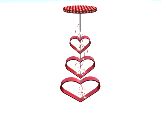 Spinning triple heart decor
