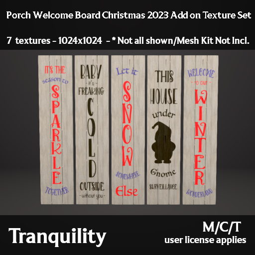 Tranquility - Porch Sign 2023 Christmas Add on Textures