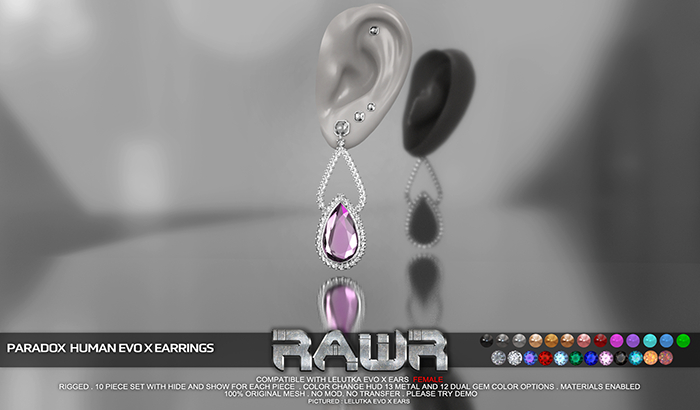 RAWR! Paradox HUMAN FEMALE EvoX Earrings (add me)