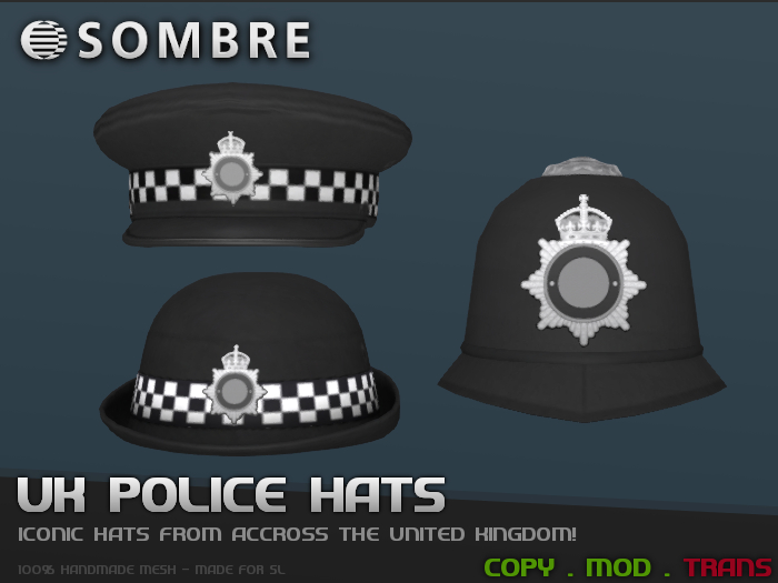 Sombre UK Police Hats