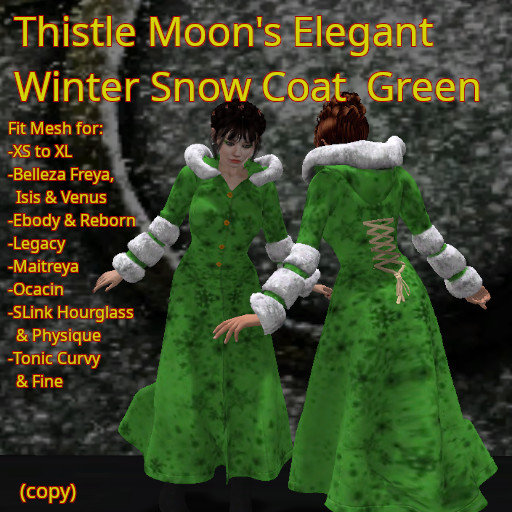 TMD Elegant Winter Coat Snow Green