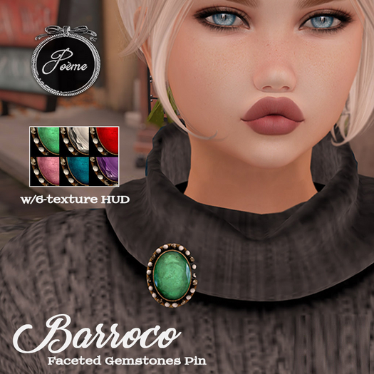 {Poeme} Emerald Roccoco Brooch
