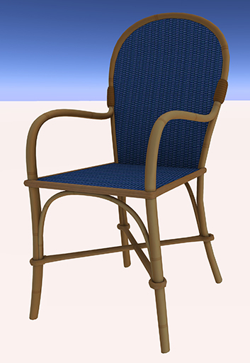 Rattan Brasserie Blue  Chair