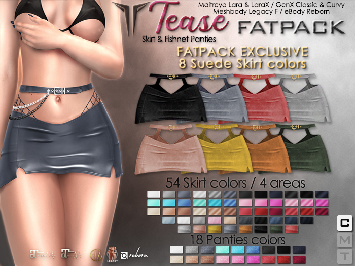 **RE** Tease Skirt Fat Pack - Maitreya, Meshbody, GenX, eBODY