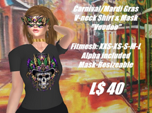 Mardi Gras-Voodoo-v-neck shirt & Mask