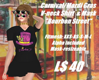 Mardi Gras-Bourbon Street-v-neck shirt & Mask