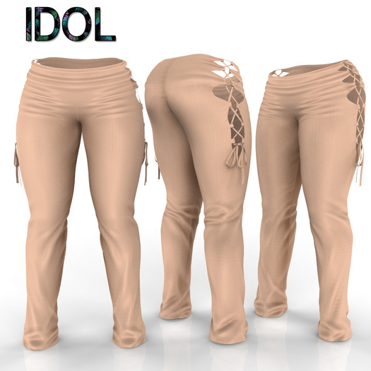Beige Ribbon Pants
