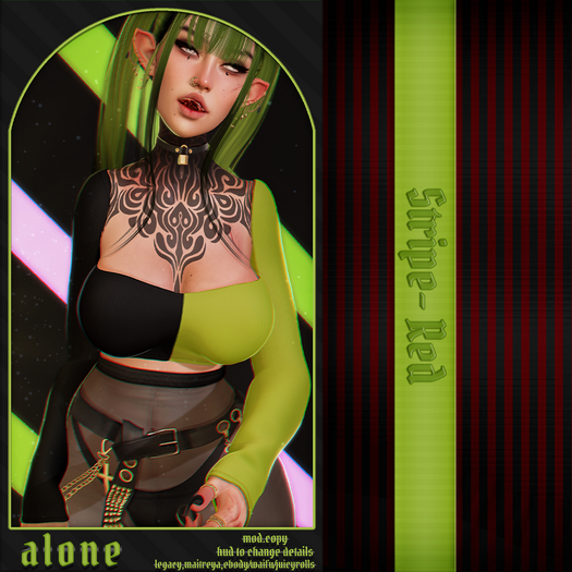Poe - Alone Top -  Stripe-Red