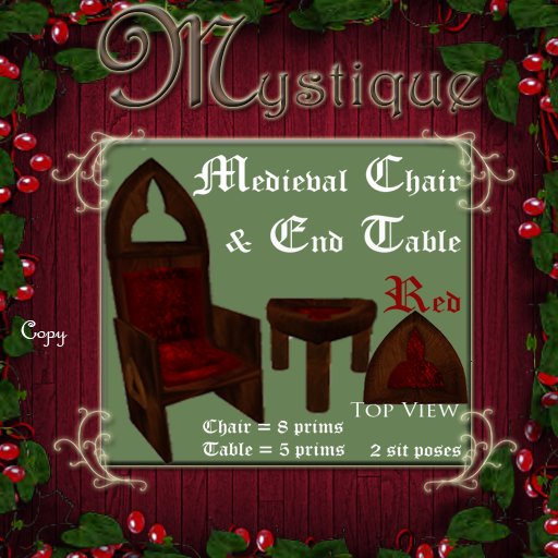 25L$ Medieval Chair & End Table ~ Red