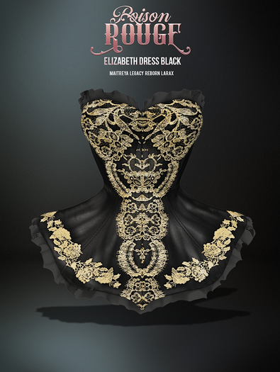 POISON ROUGE Elizabeth Dress Black