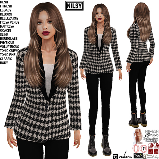 TWEED JACKET OUTFIT,CL&MESH BODY
