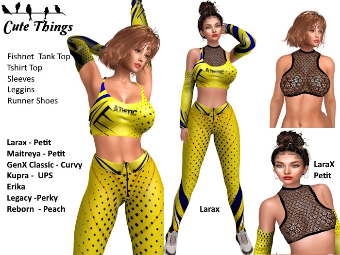 [CT] Athletic Outfit Jellow/Black - Larax, Maitreya,Petit, GenX, Legacy/Perky, Kupra/UPS, Erika, Reborn,Peach - DEMO