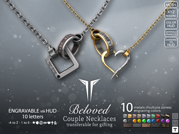 **RE** Beloved Couple Necklaces - Engraving - Transferable