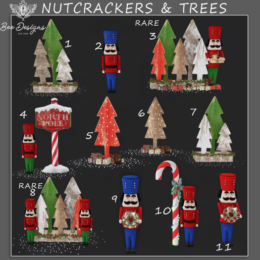 08 Bee Designs Nutcrackers & trees RARE