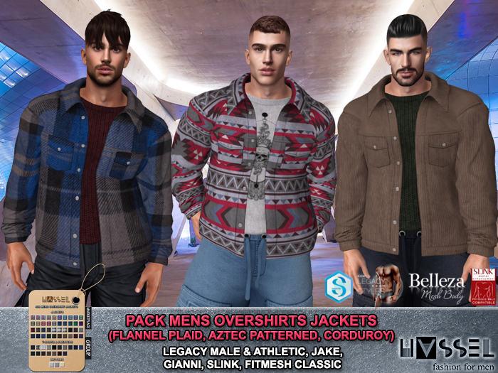 (HASSEL) PACK MENS OVERSHIRT JACKETS LEGACY MALE, LEGACY ATHLETIC, BELLEZA JAKE, SIGNATURE GIANNI, SLINK, FITMESH 439