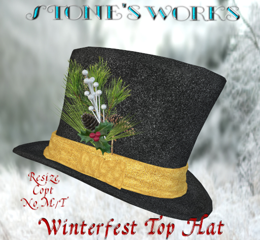 WinterFest Top Hat Gld Stone's Works