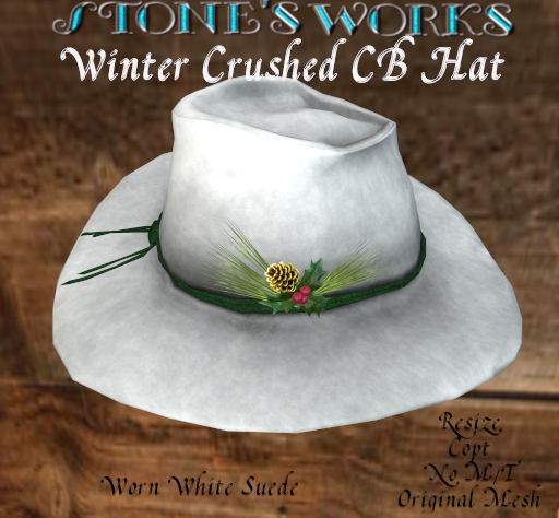 Winter Crushed CB Hat Wht Stone's Works
