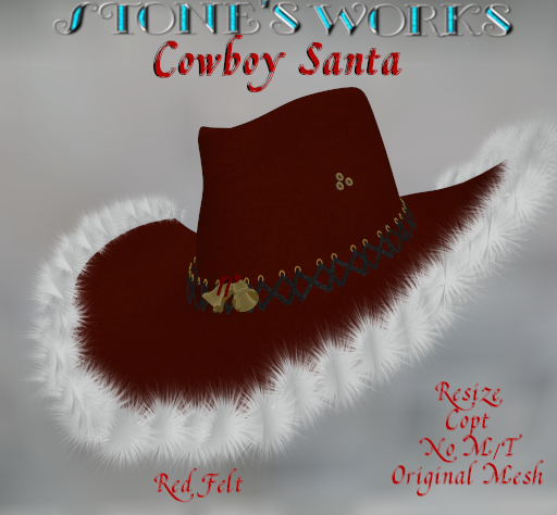 Cowboy Santa Hat Red Stone's Works