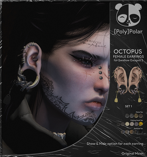 [Poly]Polar Octopus FEMALE Earrings (SwallowGauged S) - DEMO