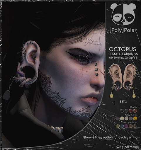 [Poly]Polar Octopus FEMALE Earrings (SwallowGauged S) SET2
