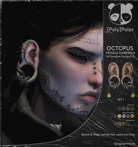 [Poly]Polar Octopus FEMALE Earrings (SwallowGauged XL) - DEMO
