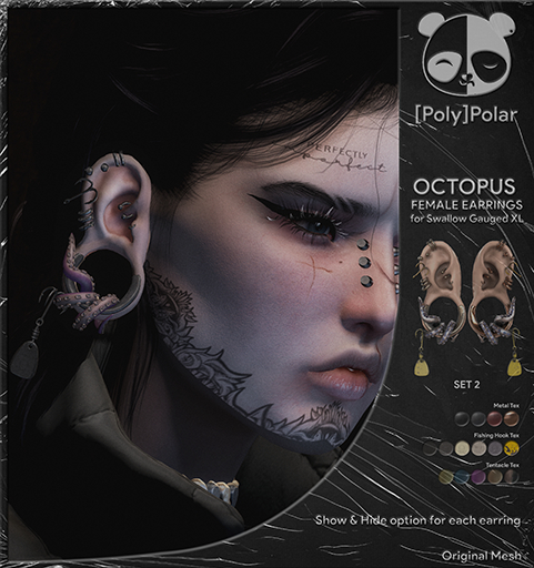 [Poly]Polar Octopus FEMALE Earrings (SwallowGauged XL) SET2