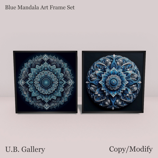 ! U.B. Gallery Blue Mandala Art Frame Set Mesh