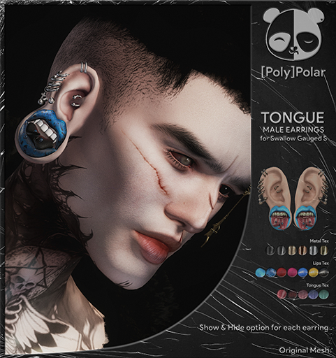 [Poly]Polar Tongue MALE Earrings for Swallow Gauged S DEMO