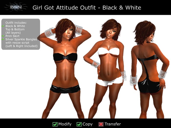 BSN Girl Got Attitude - Black & White