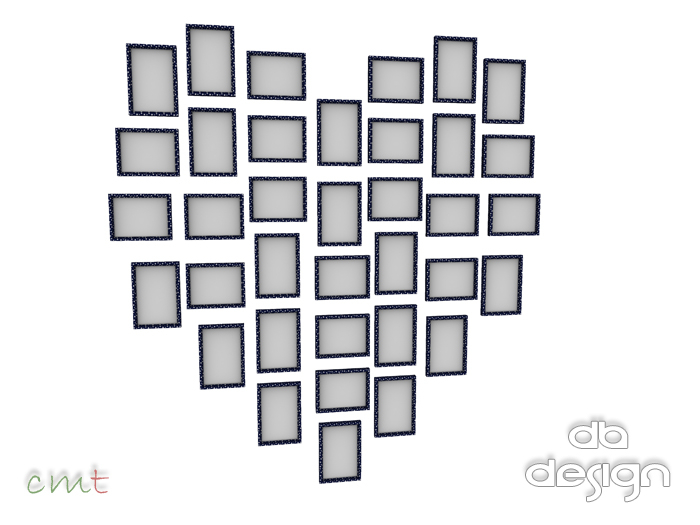 ::db:: Heart Gallery with 36 Photo Frames blue Star Frame Decor
