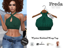 "Freda" Wynter Wrap Top Dark Green, Hand Knitted Sleeveless Cropped Sweater with Cut-Out Needlework from Thick Cosy Yarn