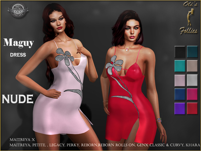 Oli's Maguy dress nude , maitreya, petite, Larax, legacy, perky, gen.x classic and curvy, reborn, rolls on, Khara