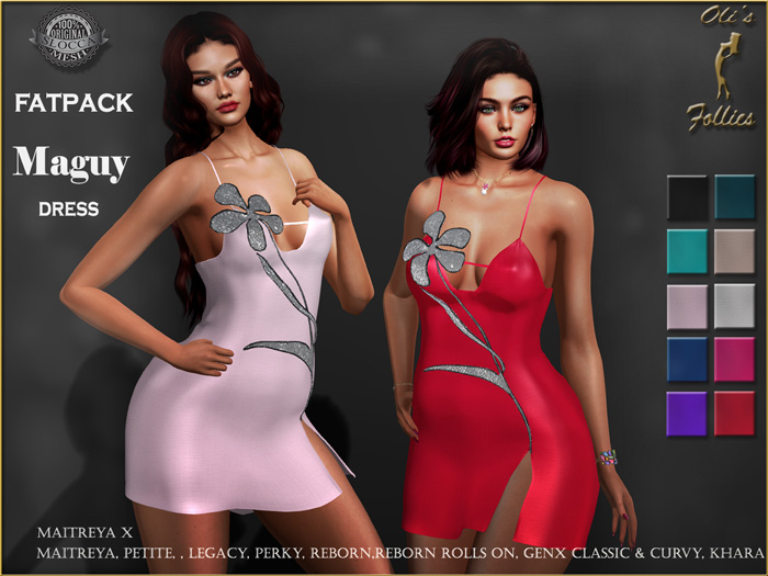 Oli's Maguy dress  fatpack , maitreya, petite, Larax legacy, perky, gen.x classic and curvy, reborn, rolls on, Kharan