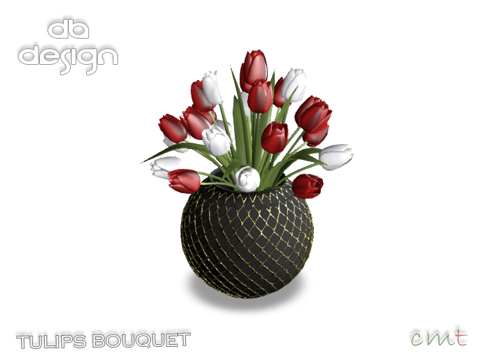 ::db:: Tulips Bouquet in Water - Red White