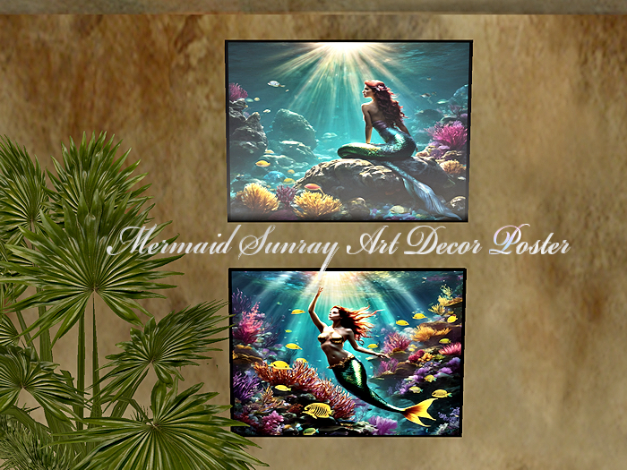 Mermaid Sunray  Art Decor Posters Wall Art-full perm textures