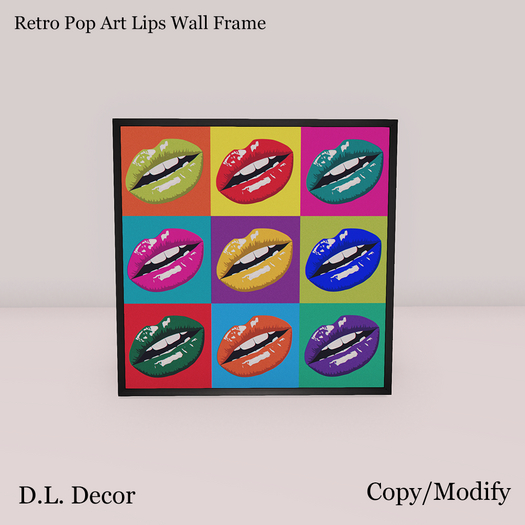! D.L. Decor Retro Pop Art Lips Wall Frame - Iconic Mesh