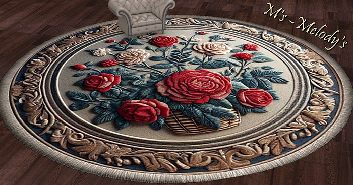 M's - Round carpet / rug / - Roses