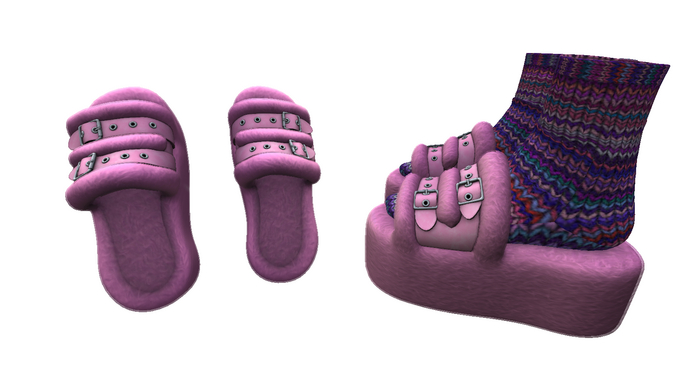 ! ! NB - Lilac Fluffy Slippers - 