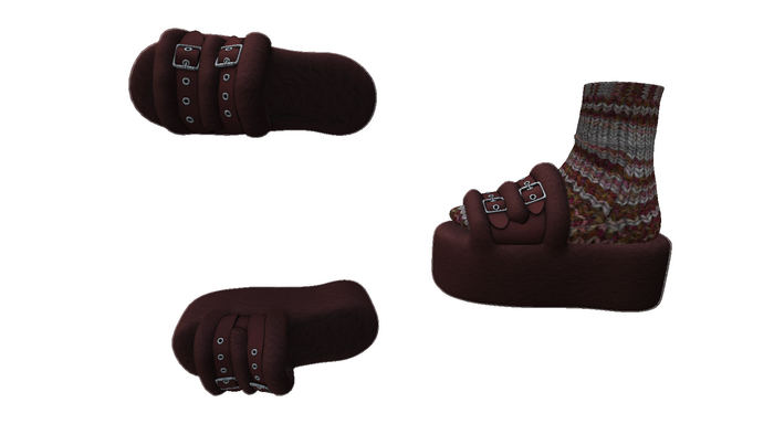 ! ! NB - Brown Fluffy Slippers - 