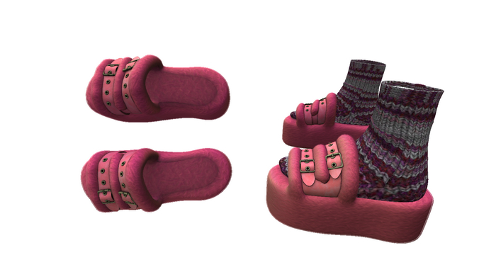 ! ! NB - Pink Fluffy Slippers - 