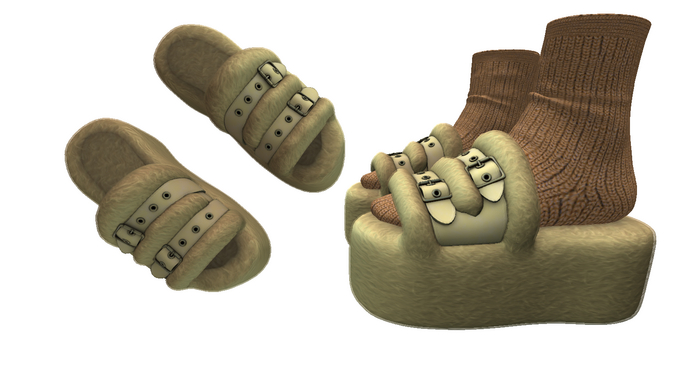 ! ! NB - Sand Fluffy Slippers - 