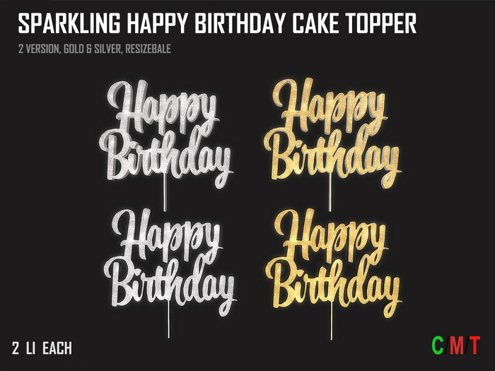Chibby - Sparkling Happy Birthday Cake Topper (Add Me)