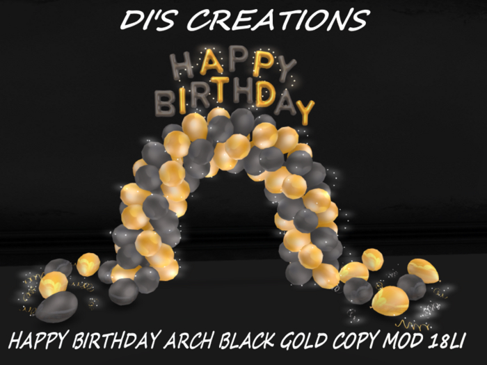HAPPY BIRTHDAY ARCH BLACK GOLD