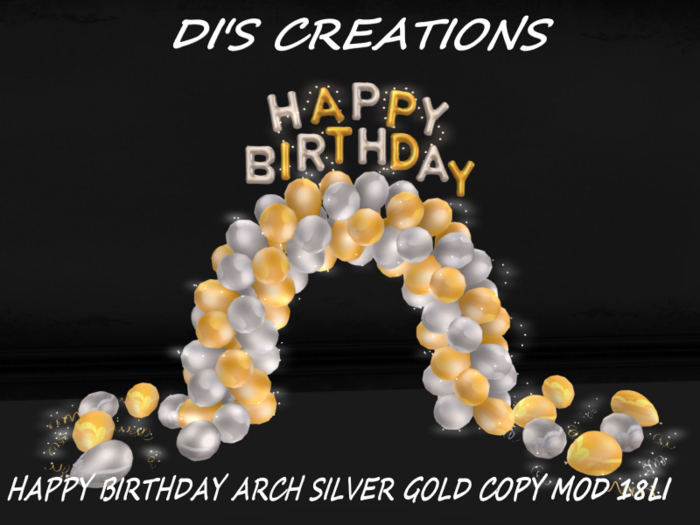 HAPPY BIRTHDAY ARCH SILVER GOLD
