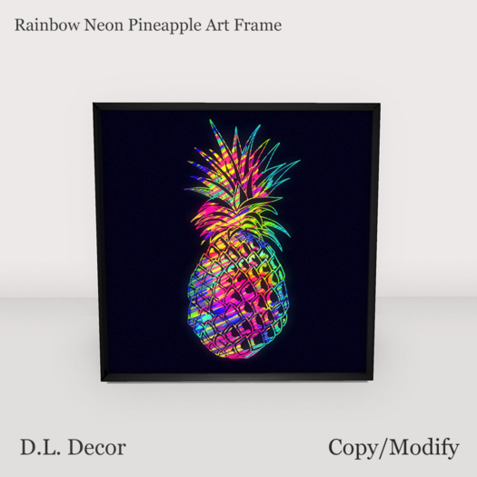 ! D.L. Decor Rainbow Neon Pineapple Art Frame Mesh 
