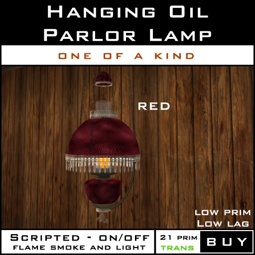 Hanging Parlor oil Lamp - RED 3.0 bx