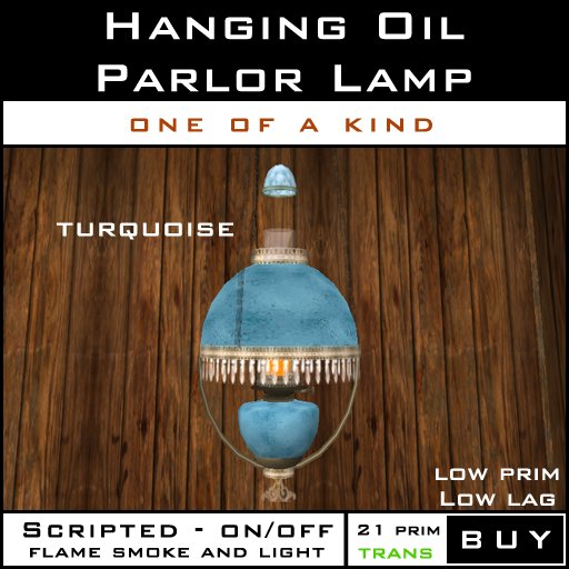 Hanging Parlor oil Lamp - Turquoise 3.0 bx