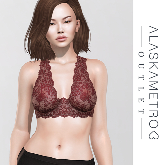 a<3 Outlet "Karena" SLUV bakes-on-mesh lace bralette - Shiraz red