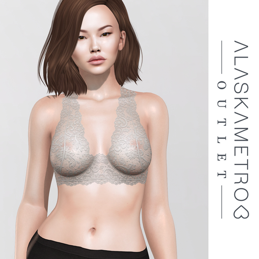 a<3 Outlet "Karena" SLUV bakes-on-mesh lace bralette - Off White